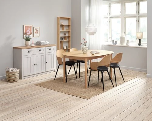 MARSTRAND Ø110 Table Chêne + 4 HVIDOVRE Chaises Chêne/noir 4 MARSTRAND Ø110 Table Chêne + 4 HVIDOVRE Chaises Chêne/noir – Image 4