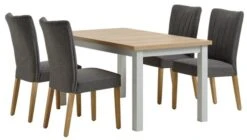 MARKSKEL L150/193 Table Gris Clair + 4 NORDRUP Chaises Gris