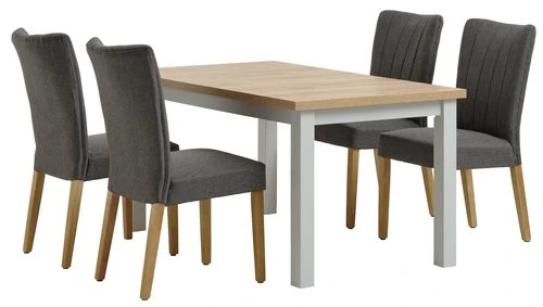 MARKSKEL L150/193 Table Gris Clair + 4 NORDRUP Chaises Gris 1 MARKSKEL L150/193 Table Gris Clair + 4 NORDRUP Chaises Gris