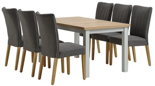 MARKSKEL L150/193 Table Gris Clair + 4 NORDRUP Chaises Gris 2 MARKSKEL L150/193 Table Gris Clair + 4 NORDRUP Chaises Gris – Image 2