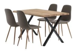 ROSKILDE L140 Table Chêne Naturel + 4 BISTRUP Chaises Olive