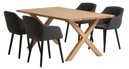 GRIBSKOV L180 Table Chêne + 4 ADSLEV Chaises Anthracite 1 GRIBSKOV L180 Table Chêne + 4 ADSLEV Chaises Anthracite