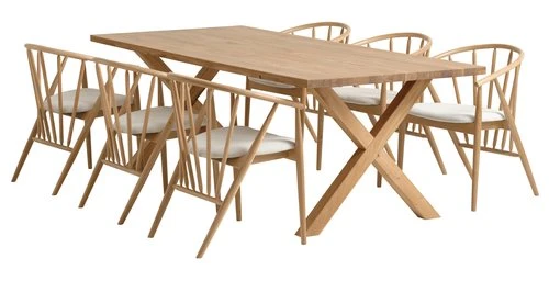 GRIBSKOV L230 Table Chêne + 4 ARNBORG Chaises Chêne 2 GRIBSKOV L230 Table Chêne + 4 ARNBORG Chaises Chêne – Image 2