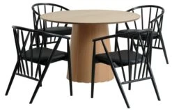 KLIPLEV Ø120 Table Chêne + 4 ARNBORG Chaises Noir