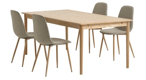 MARSTRUP L190/280 Table Chêne + 4 BISTRUP Chaises Sable 1 MARSTRUP L190/280 Table Chêne + 4 BISTRUP Chaises Sable