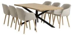 NORTOFT L200 Table Chêne + 4 ADSLEV Chaises Tissu Beige 6 NORTOFT L200 Table Chêne + 4 ADSLEV Chaises Tissu Beige -Royal Oak || Basic Soldes Boutique 213972