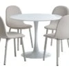 RINGSTED Ø100 Table Blanc + 4 EJSTRUP Chaises Beige