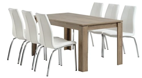 VEDDE L160 Table Chêne + 4 HAVNDAL Chaises Blanc 2 VEDDE L160 Table Chêne + 4 HAVNDAL Chaises Blanc – Image 2