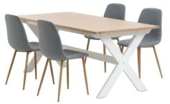 VISLINGE L190 Table Naturel + 4 JONSTRUP Chaises Bleu Clair