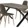 ROSKILDE L200 Table Chêne Foncé + 4 BISTRUP Chaises Olive
