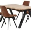 SANDBY L160 Table Chêne Naturel + 4 HYGUM Chaises Cognac