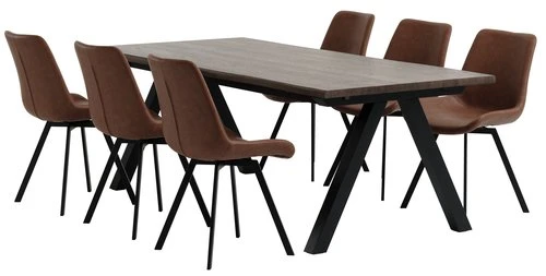 SANDBY L210 Table Chêne Foncé + 4 HYGUM Chaises Cognac 2 SANDBY L210 Table Chêne Foncé + 4 HYGUM Chaises Cognac – Image 2