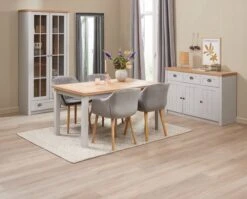 Buffet MARKSKEL 3 Portes Coloris Gris Clair/chêne -Royal Oak || Basic Soldes Boutique 214376 1