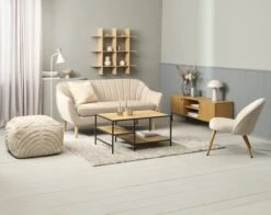 Fauteuil THORUP Tissu Beige/coloris Chêne -Royal Oak || Basic Soldes Boutique 214497 1