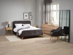 Fauteuil UDSBJERG Tissu Gris/chêne -Royal Oak || Basic Soldes Boutique 214527
