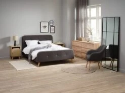 Fauteuil UDSBJERG Tissu Gris/chêne -Royal Oak || Basic Soldes Boutique 214528