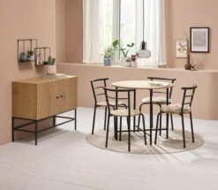 GADSTRUP Ø85 + 4 GADSTRUP Noir/coloris Chêne -Royal Oak || Basic Soldes Boutique 214565