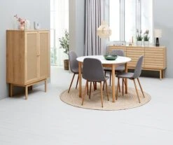 Table MARSTRAND Ø110/110x200 Blanc/naturel -Royal Oak || Basic Soldes Boutique 214640
