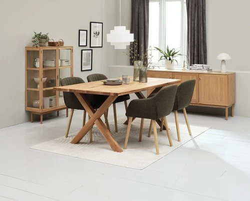 GRIBSKOV L180 Table Chêne + 4 ADSLEV Chaises Olive 3 GRIBSKOV L180 Table Chêne + 4 ADSLEV Chaises Olive – Image 3