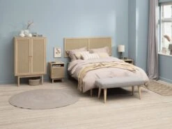Banc HAGEBRO Tissu Sable/coloris Chêne -Royal Oak || Basic Soldes Boutique 218155