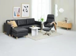 Fauteuil A/repose-pieds TANKEDAL Noir -Royal Oak || Basic Soldes Boutique 219562