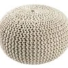 Pouf NEBLE Ø50 Tissu Tricoté Beige