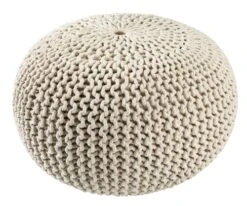 Pouf NEBLE Ø50 Tissu Tricoté Beige