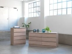 Commode 3+3 Tiroirs LIMFJORDEN Coloris Chêne Clair -Royal Oak || Basic Soldes Boutique 85057