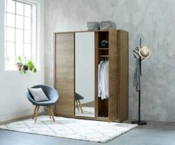 Armoire VEDDE 167x197 A/miroir Chêne -Royal Oak || Basic Soldes Boutique 85074