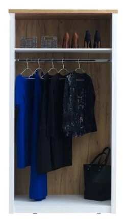 Armoire MARKSKEL 112x210 Blanc/chêne -Royal Oak || Basic Soldes Boutique 98884